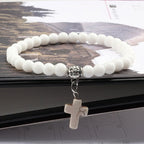Pulsera de Perlas con Cruz