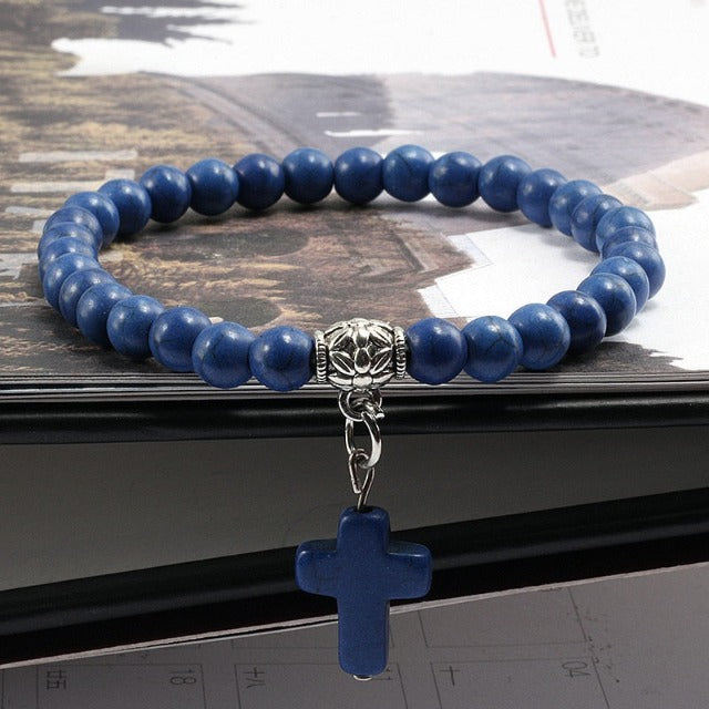Pulsera de Perlas con Cruz