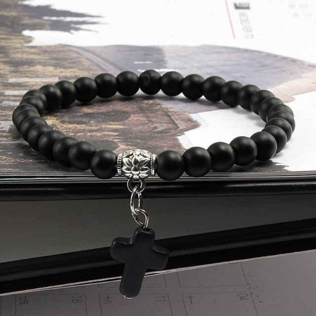 Pulsera de Perlas con Cruz