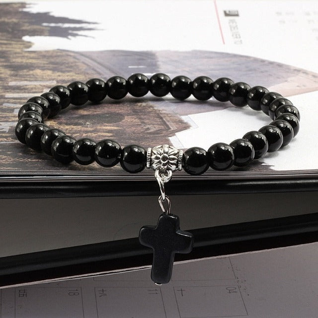 Pulsera de Perlas con Cruz