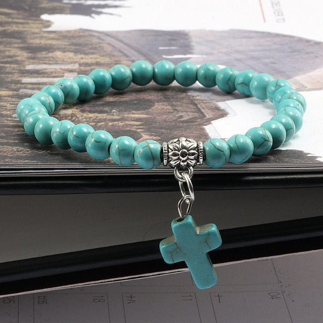 Pulsera de Perlas con Cruz
