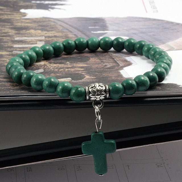 Pulsera de Perlas con Cruz