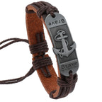 Pulsera de cuero Ancla de las Olas