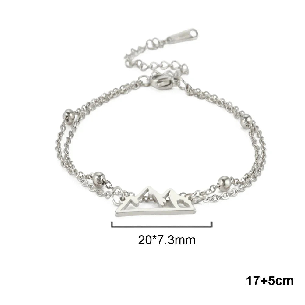 Pulsera Doble con Colgante Montaña