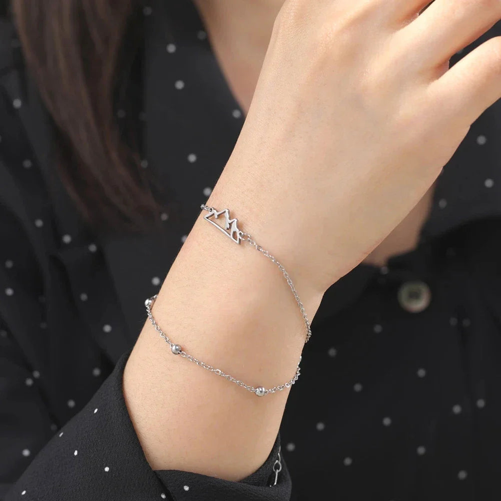 Pulsera Doble con Colgante Montaña plata