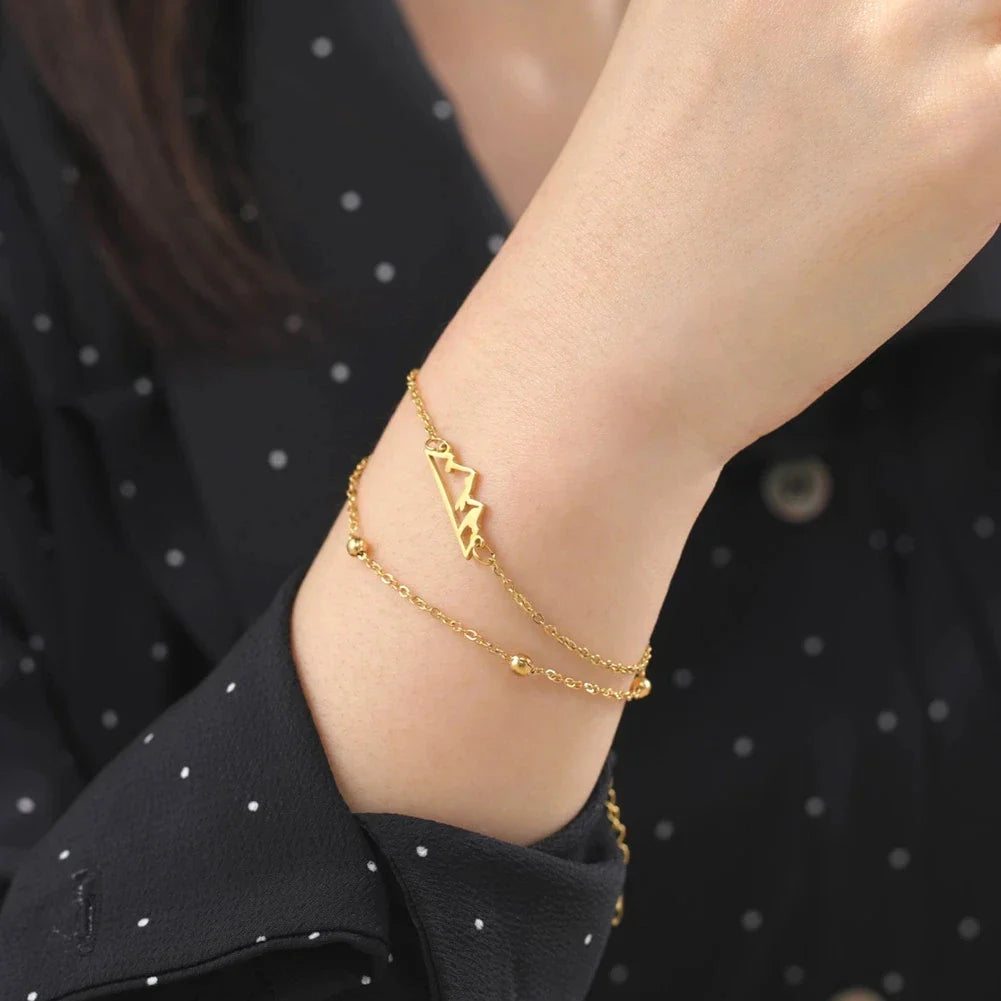 Pulsera Doble con Colgante Montaña oro