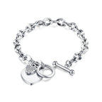 Pulsera Doble Corazón Esclava Mujer plata