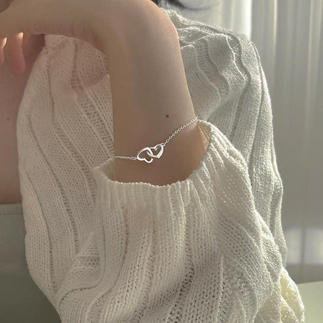 Pulsera Corazón Doble Amuleto de la Suerte