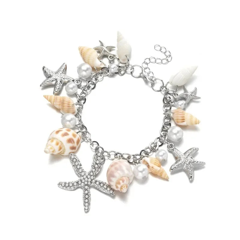 Pulsera Elegante con Conchas plateada
