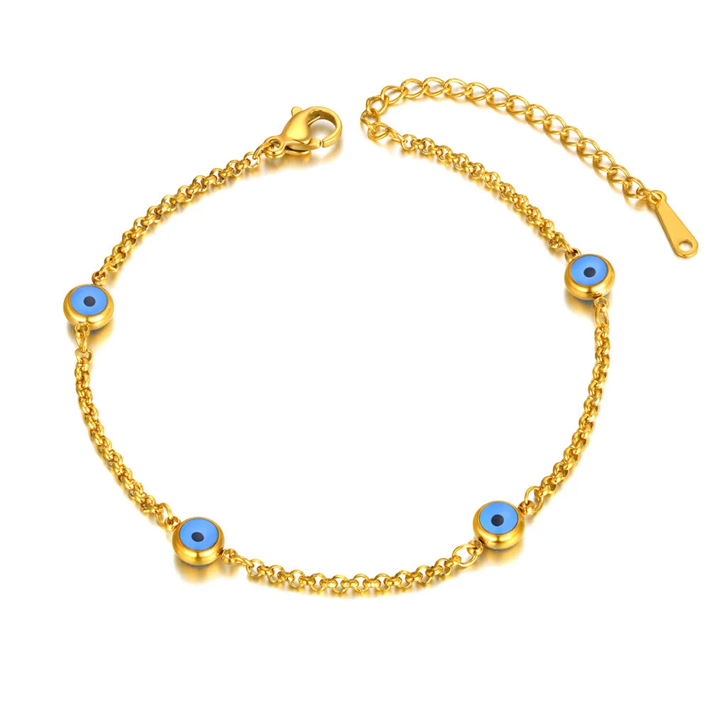 Pulsera Elegante Contra el Mal de Ojo Turco oro