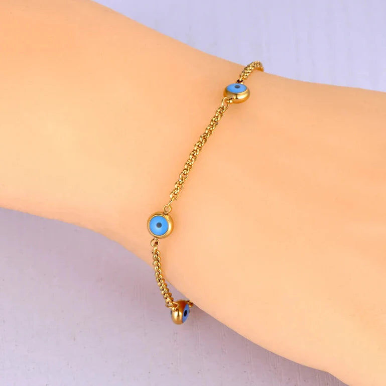 Pulsera Elegante Contra el Mal de Ojo Turco oro