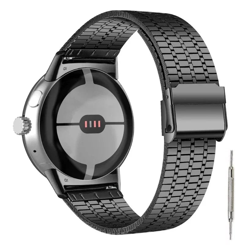 Pulsera de Acero Inoxidable Trenzado para Smartwatch Google Pixel Watch 1 y 2 negra
