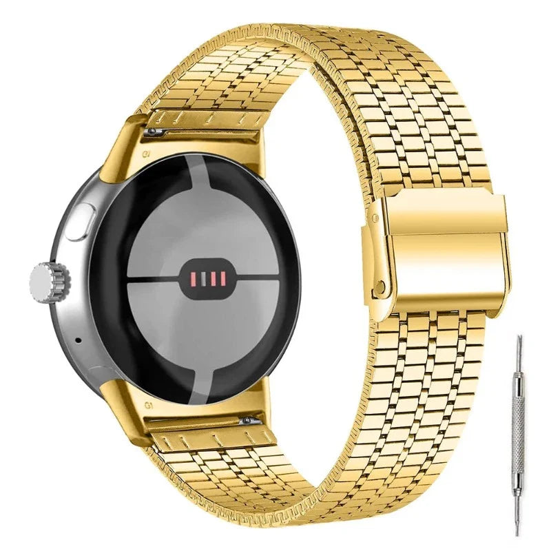 Pulsera de Acero Inoxidable Trenzado para Smartwatch Google Pixel Watch 1 y 2 dorada
