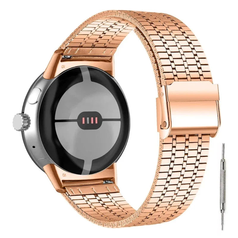 Pulsera de Acero Inoxidable Trenzado para Smartwatch Google Pixel Watch 1 y 2 rosada