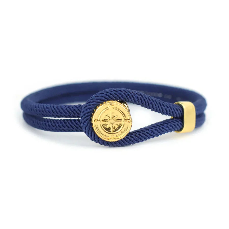 Pulsera de Cuerda con Brújula Náutica Rosa de los Vientos azul marino