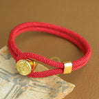 Pulsera de Cuerda con Brújula Náutica Rosa de los Vientos rojo