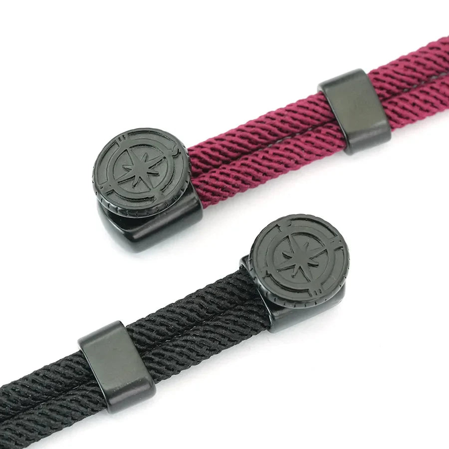 Pulsera de Cuerda con Brújula Negra Rosa de los Vientos