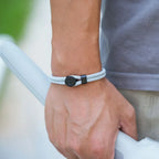 Pulsera de Cuerda con Brújula Negra Rosa de los Vientos gris