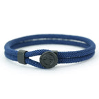 Pulsera de Cuerda con Brújula Negra Rosa de los Vientos azul marino