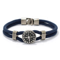 Pulsera de Cuerda con Brújula Rosa de los Vientos azul marino