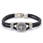 Pulsera de Cuerda con Brújula Rosa de los Vientos negro