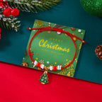 Pulsera de Cuerda con Colgante de Navidad árbol y bolas rojo