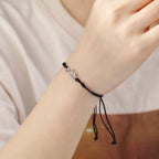 Pulsera de Cuerda con Colgante de Montaña para Mujer u Hombre negro