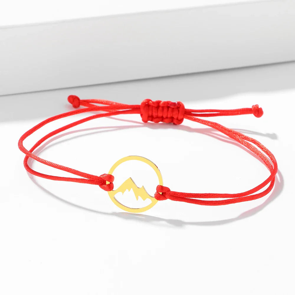 Pulsera de Cordón con Colgante Redondo de Montaña