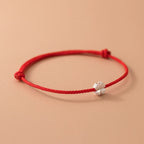 Pulsera de Cuerda con Trébol de 4 Hojas Blanco rojo