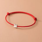 Pulsera de Cuerda con Trébol de 4 Hojas Blanco rojo