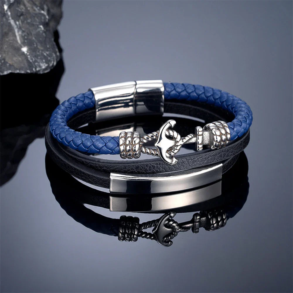 Bracelet en cuir ancre
