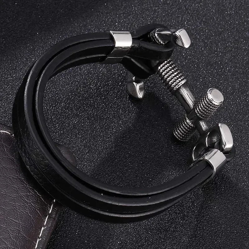 Pulsera de Cuero Ancla - el Invencible