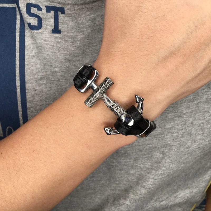 Pulsera de Cuero Ancla - el Invencible