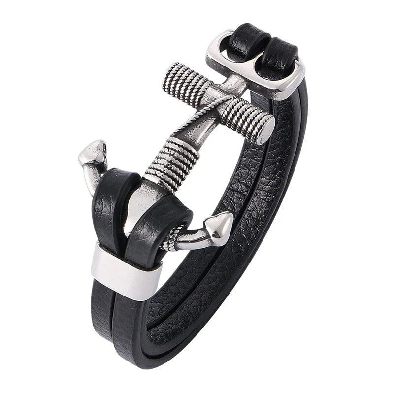 Pulsera de Cuero Ancla - el Invencible