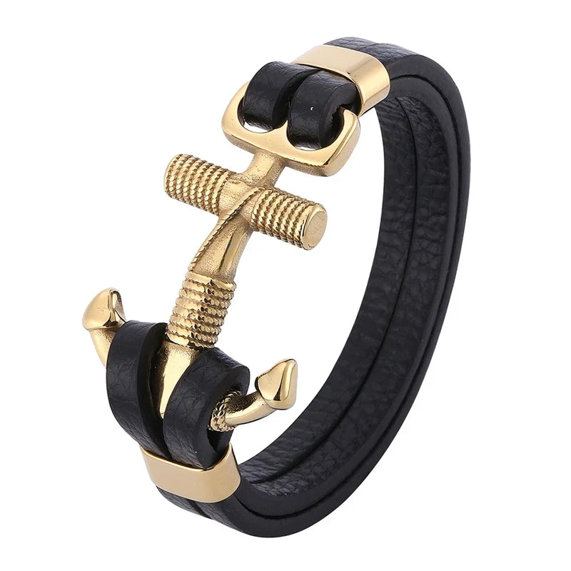 Pulsera de Cuero Ancla - el Invencible