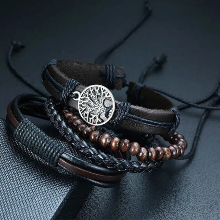 Pulsera de Cuero Árbol de la Vida Hombre