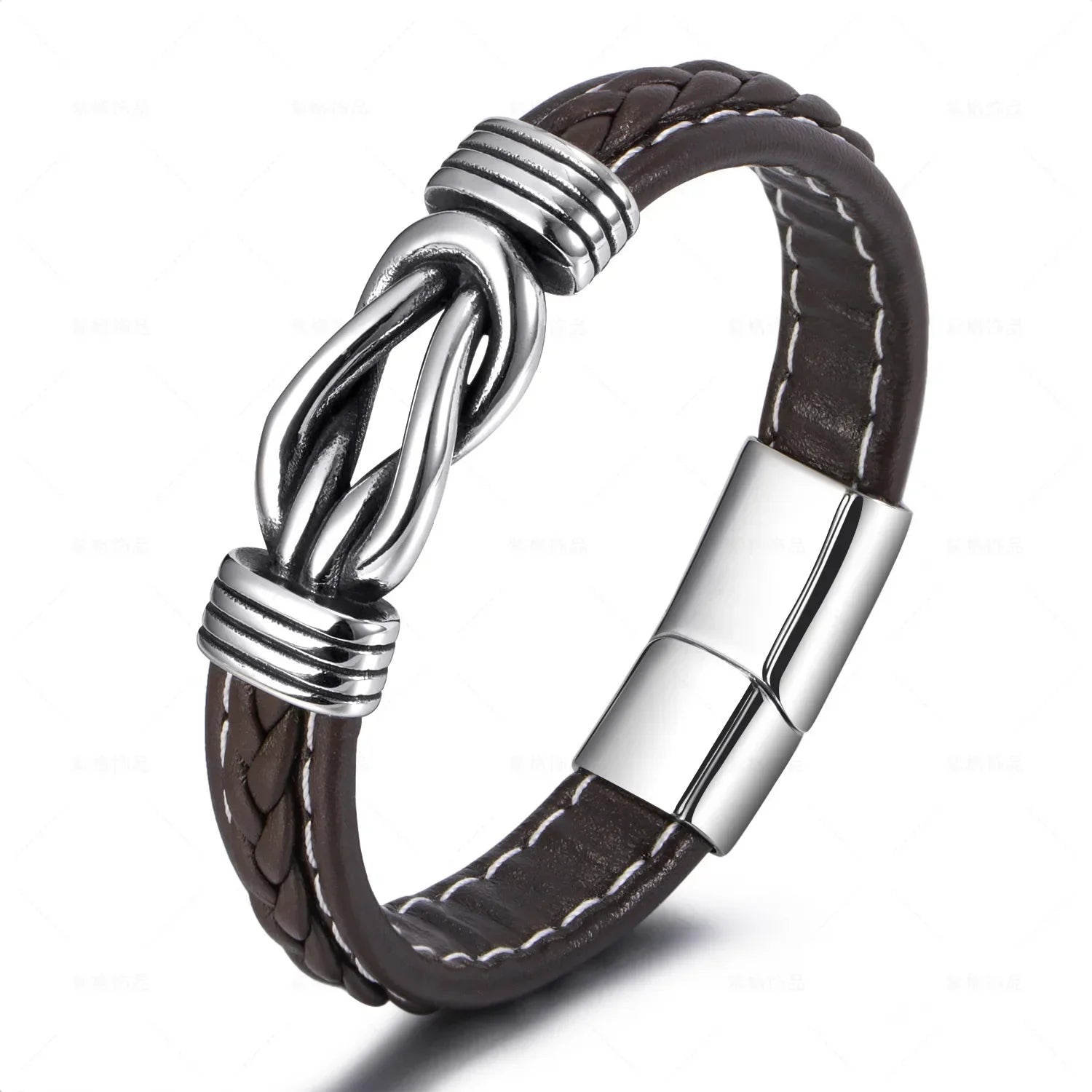 Bracelet en cuir avec noeud pour homme