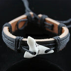 Pulsera de Cuero Diente de Tiburón