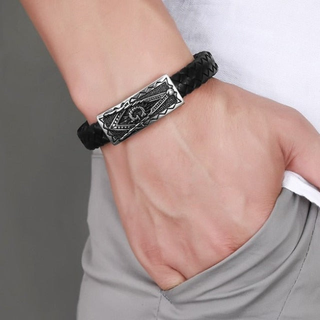 Pulsera de Cuero Franc Masonería Gourmette