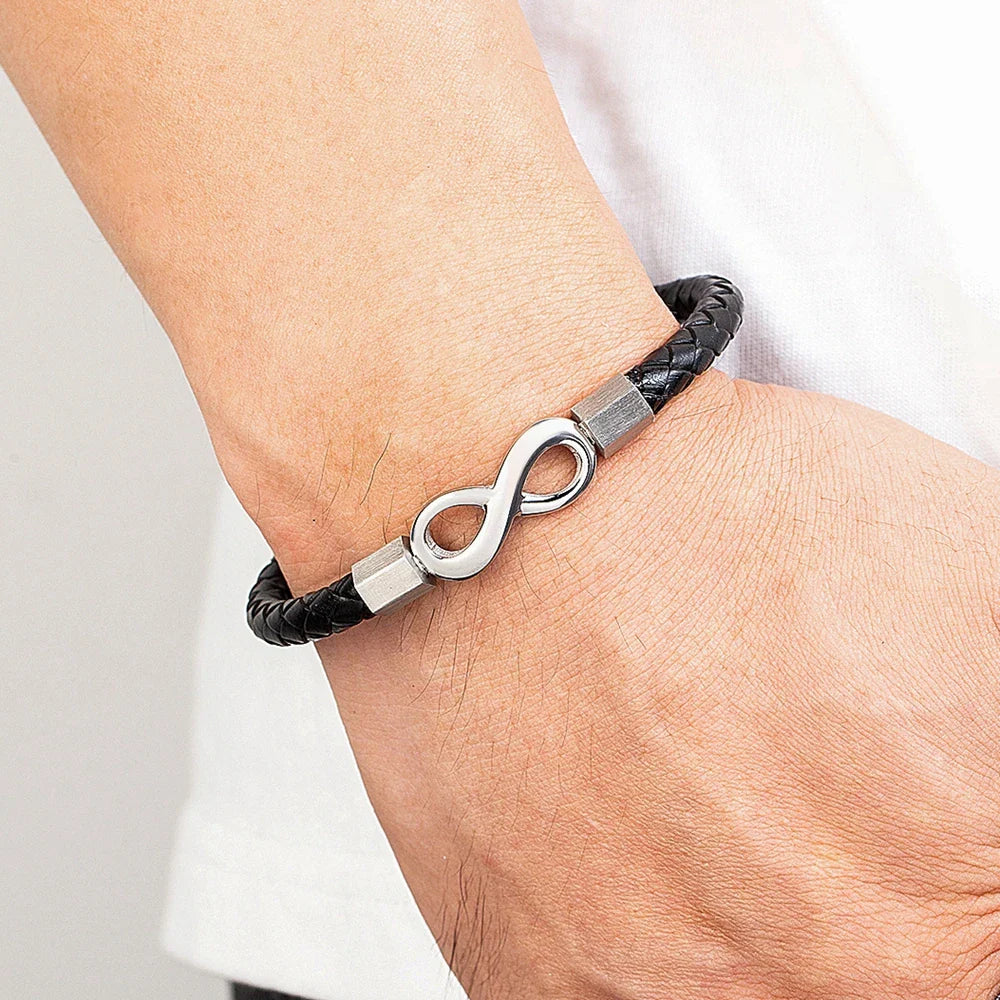 Pulsera de Cuero Hombre Infinito Moderno