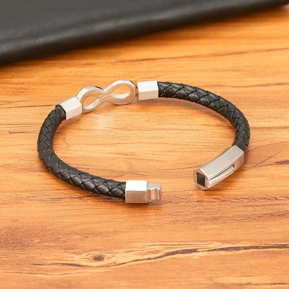 Pulsera de Cuero Hombre Infinito Moderno