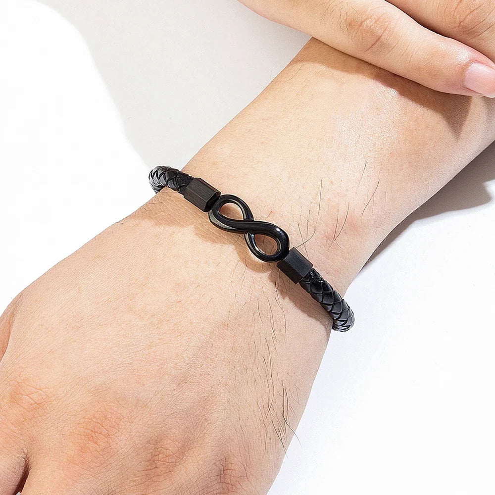 Pulsera de Cuero Hombre Infinito Moderno