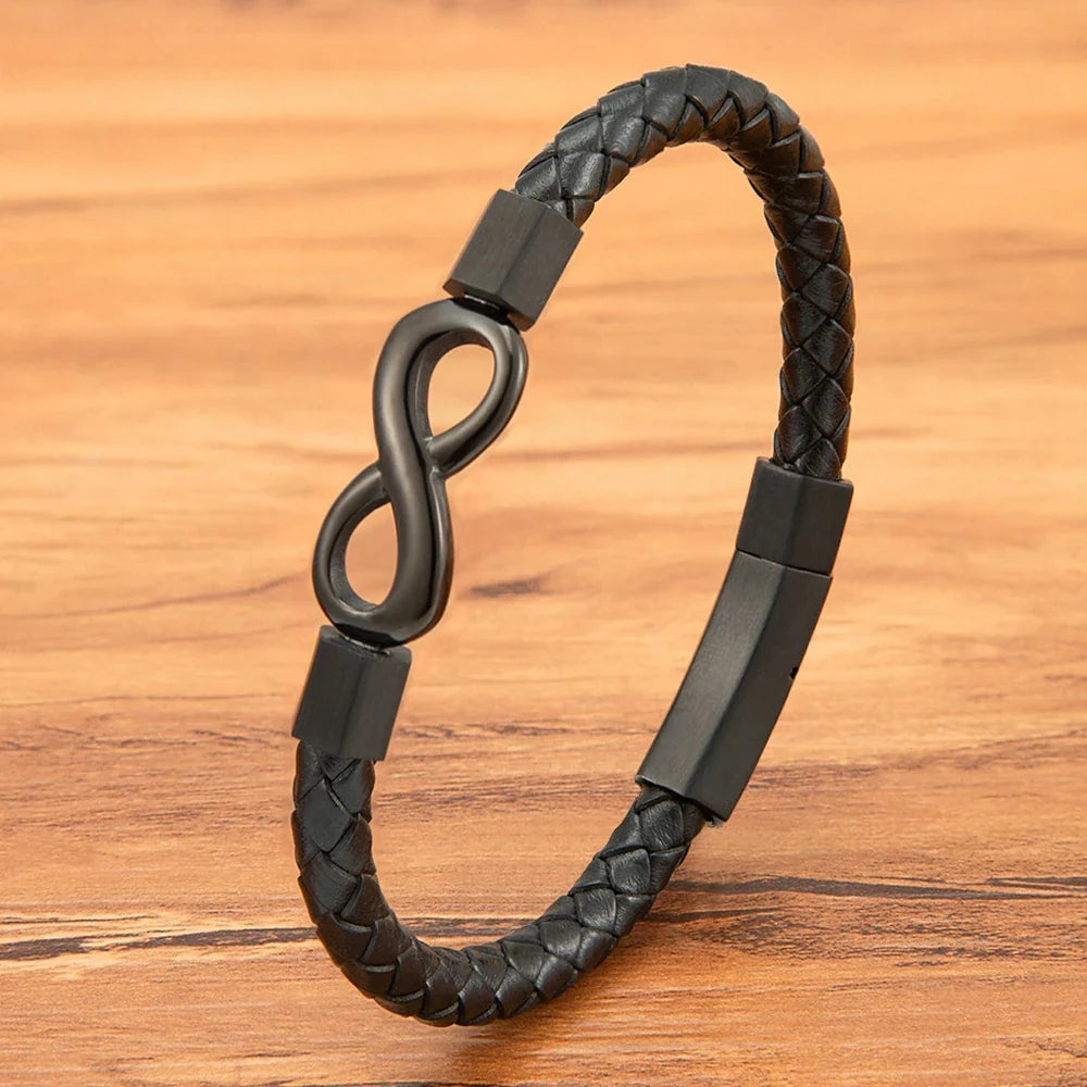 Pulsera de Cuero Hombre Infinito Moderno