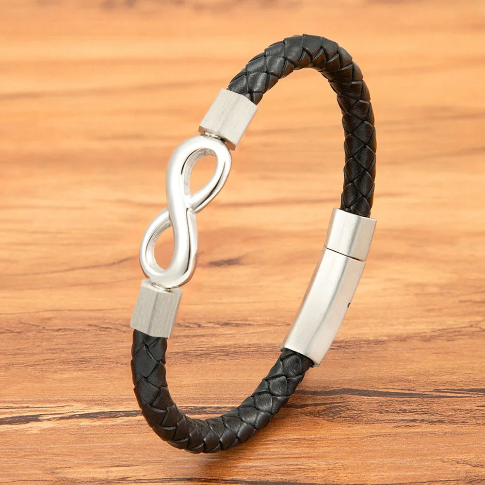 Pulsera de Cuero Hombre Infinito Moderno