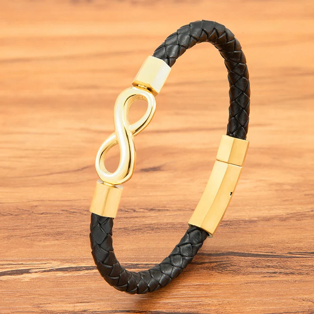 Pulsera de Cuero Hombre Infinito Moderno