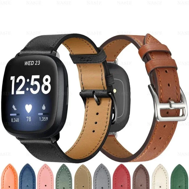 Correa de Cuero para Reloj Fitbit Versa 3 Versa 4 Sense 2