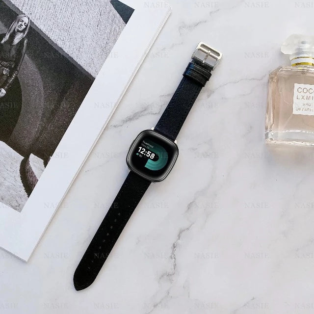 Correas de Cuero para Fitbit Versa 3 Versa 4 Sense 2