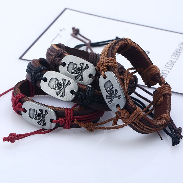Pulsera de Cuero Calavera