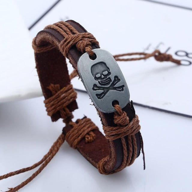 Pulsera de Cuero Calavera
