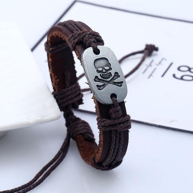 Pulsera de Cuero Calavera